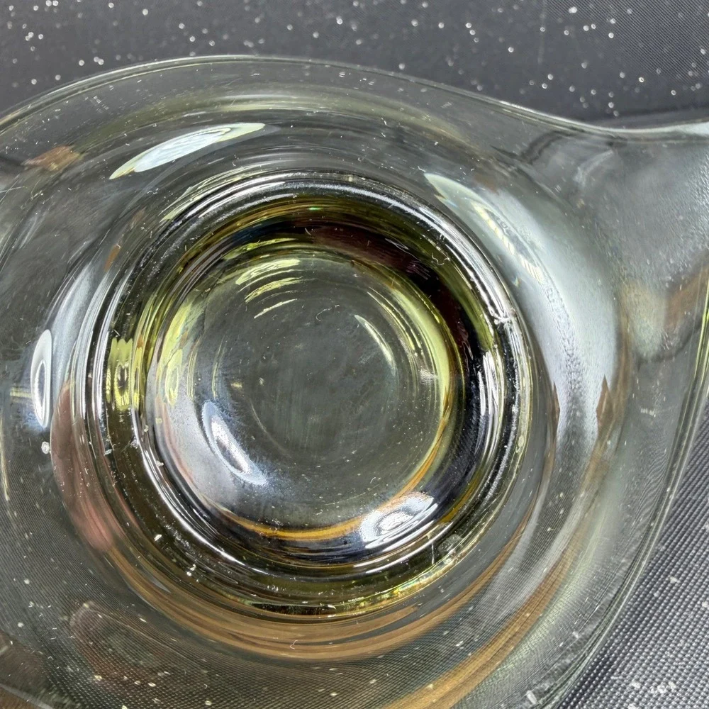 Viking Mid Century Modern Smokey Olive Green Hand Blown Glass Centerpiece Bowl